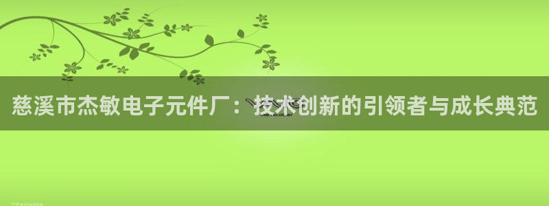 pg电子游戏注册：慈溪市杰敏电子元件厂：技术创新的引领者与成长典范